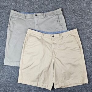 L.L. Bean Lakewashed Khaki Shorts Men's 40 Standard Fit 9" Cotton Twill Lot Of 2